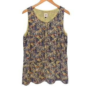 Cabi Sleeveless Blouse Sz L Positano Floral Tiered Lined Impressionist Tank Top